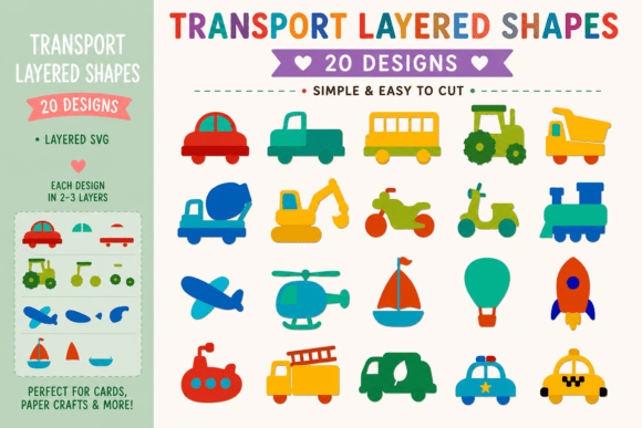 Download Transport Layered Shapes SVG Bundle - Shape Collection