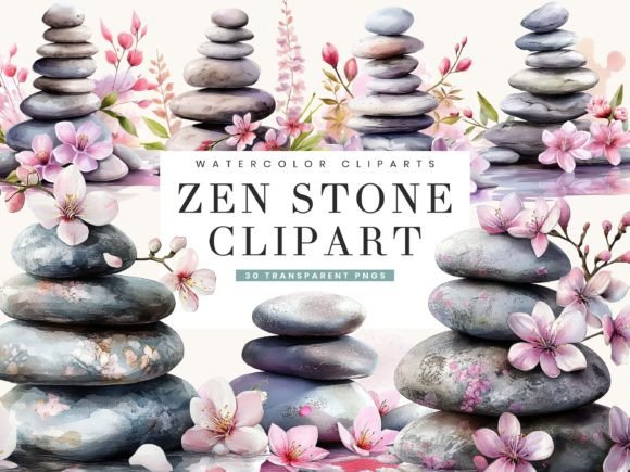 Download Zen Stones Spa Art Clipart Bundle - Stones Collection