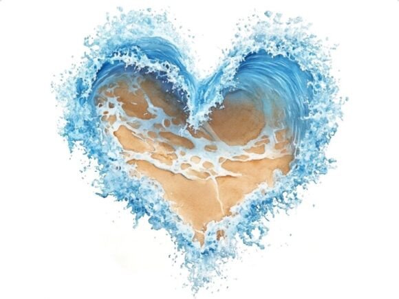 Download 10 Wave Water Beach Heart Shape Clipart - Shape Collection