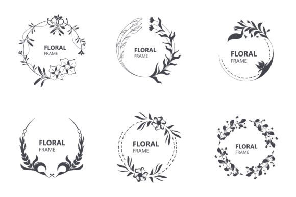 Download Floral Frame Round Shape Emblem Logotype - Shape Collection