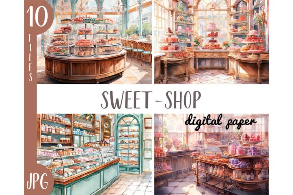 Download Watercolor Sweet Shop- Candy Store JPG - Shop Collection