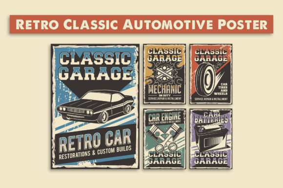 Download Retro Classic Automotive Signage Poster - Auto Collection