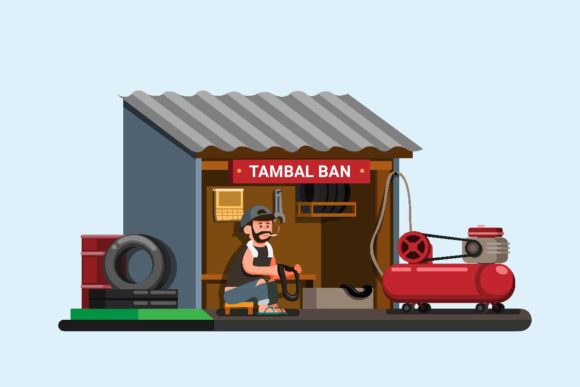 Download Tambal Ban Indonesian Tyre Repair Shop - Shop Collection