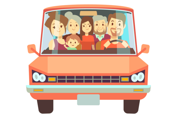 Download Family Car Travel. People in Auto Front - Auto Collection